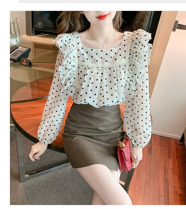 【tops】ドット柄シャツトップス　M28606