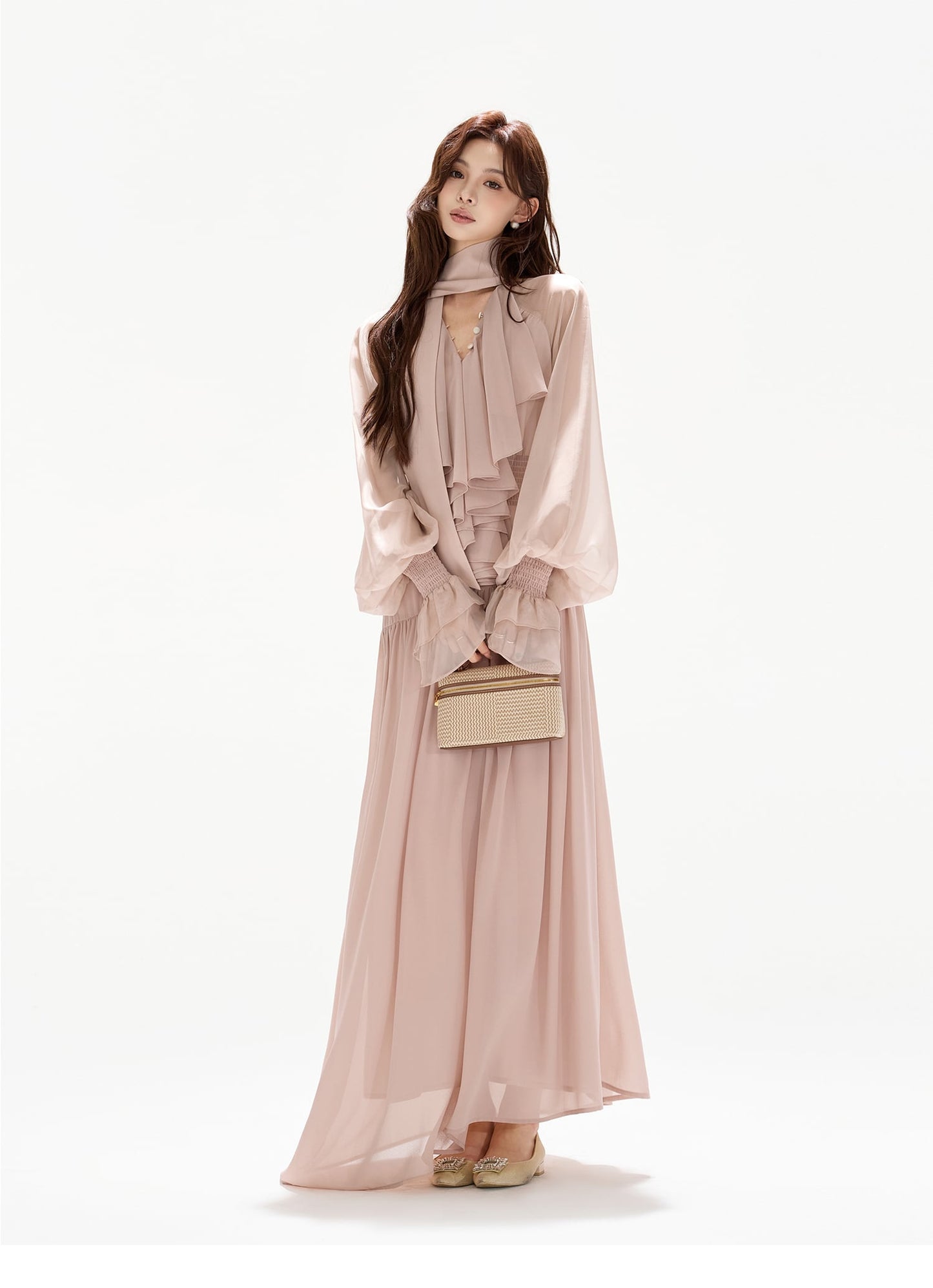 【dress】ボウタイロングワンピース　N3492