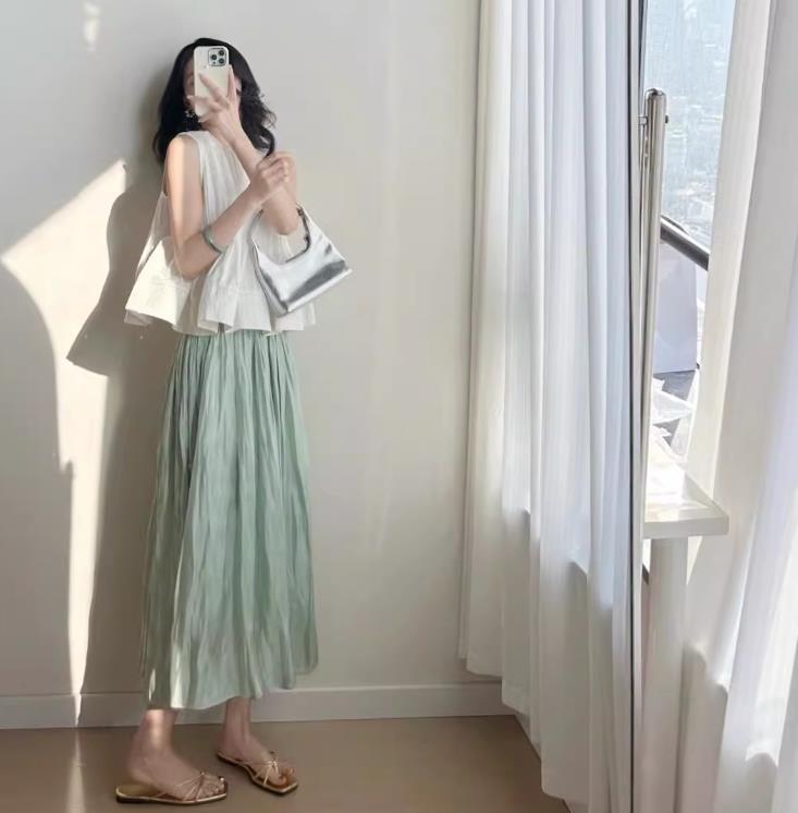 【set】ペプラムタンクトップ+スカート２点セットF7440