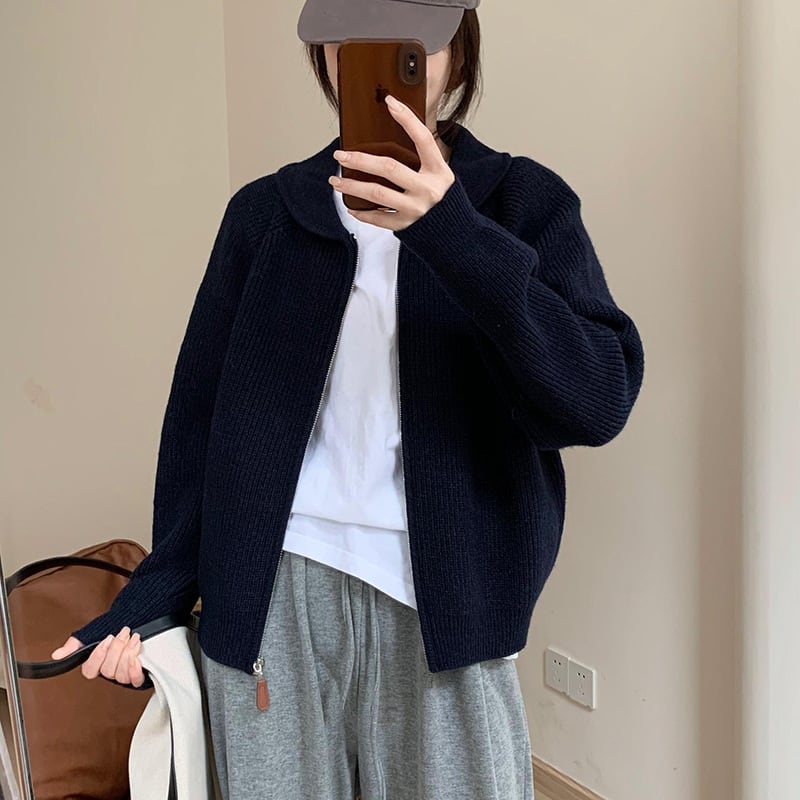 【outer】ファスナーニットカーデ　M27230