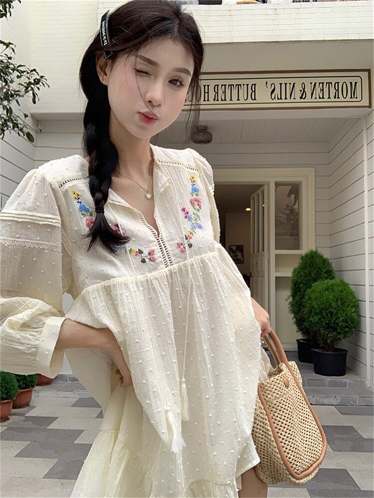 【dress】ランタンスリーブ花柄ワンピース G20348