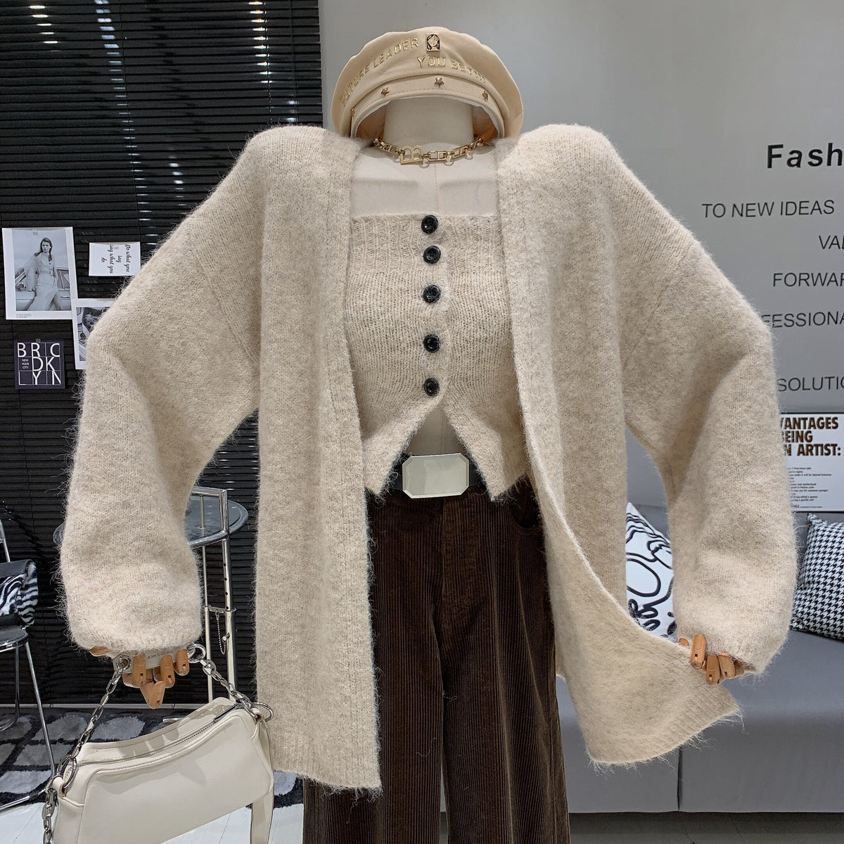 【set】ニットベアトップ×カーディガンセット　M26758