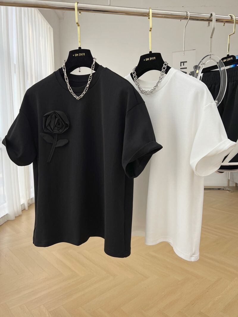 【tops】2色ラウンドネック半袖ＴシャツF7357