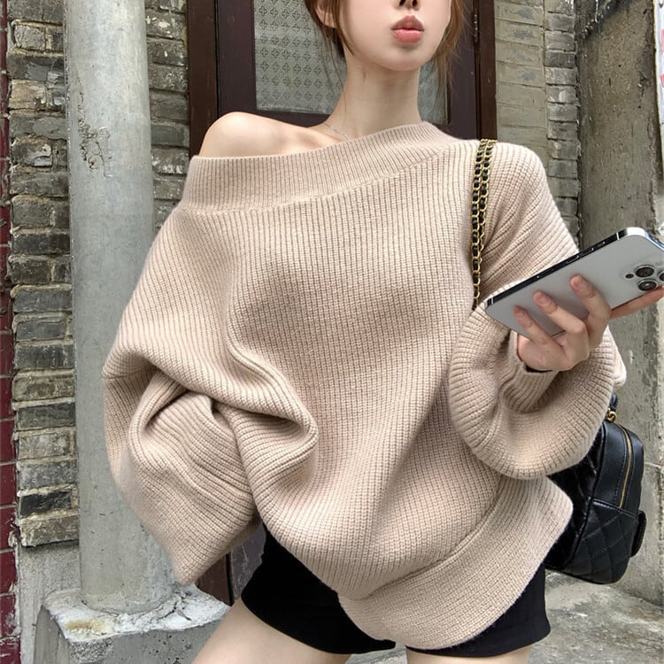 【tops】オフショルダーニットセーター　M27787