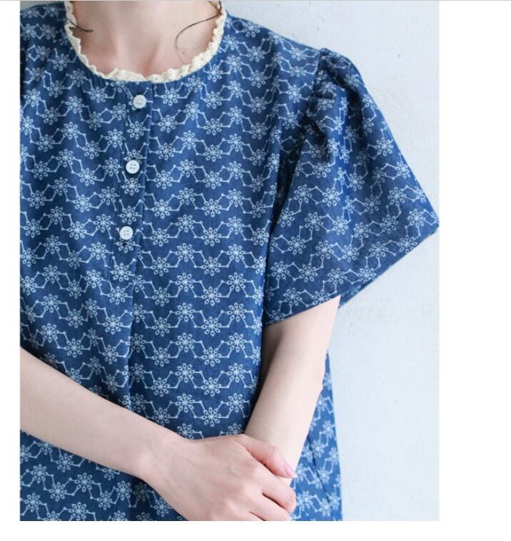 【tops】デニムプリントトップス　M30192