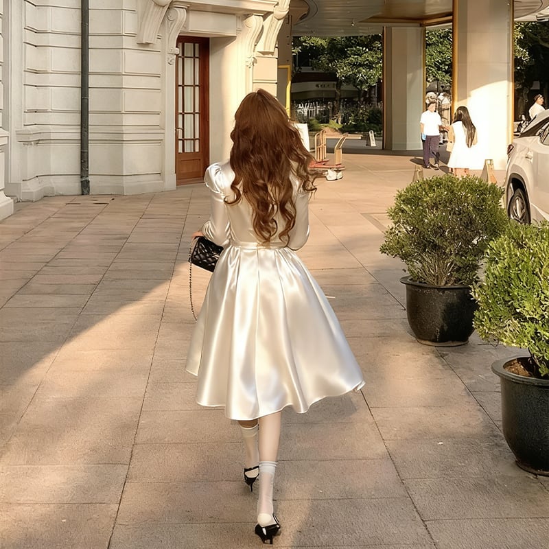 【dress】リボン付きノースリーブフレアワンピース Q7989