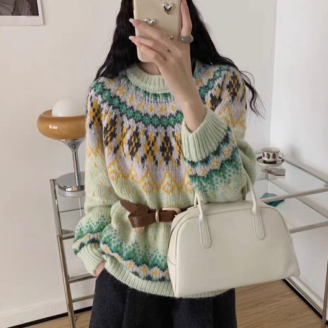 【tops】クルーネックニットセーター　M28603