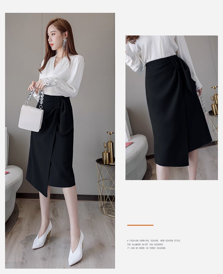 【bottoms】エレガント無地気質満点レディースファッションスリット不規則Aライン