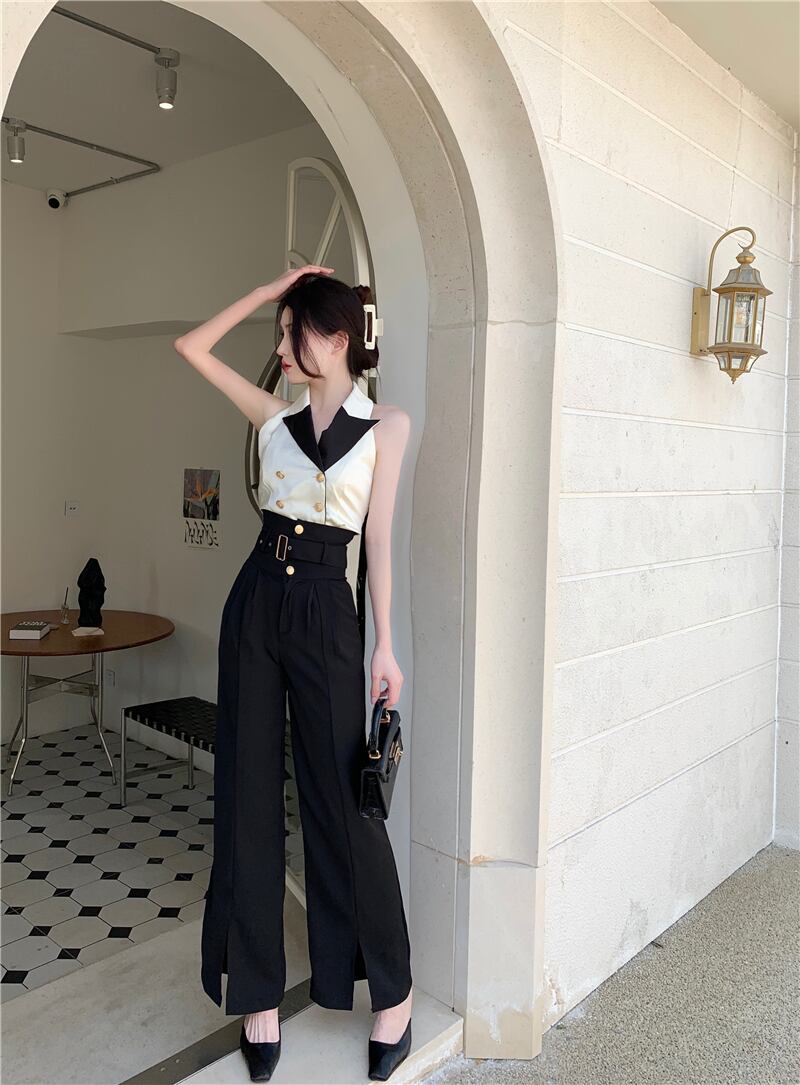 【set】ホルターネックトップス+パンツ２点セットG21316