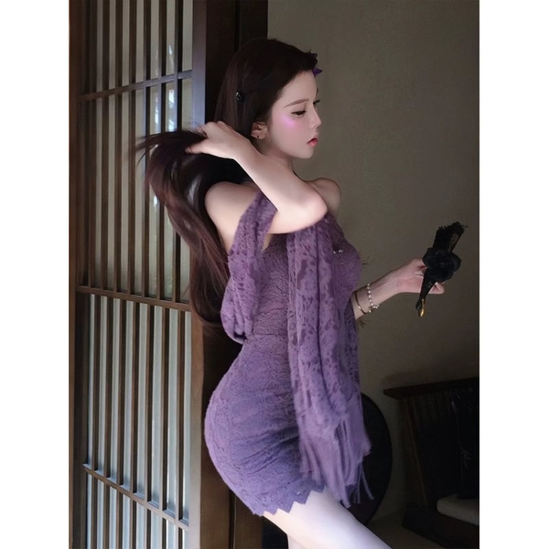 【set】レースワンピース×レースショールセット　M29835