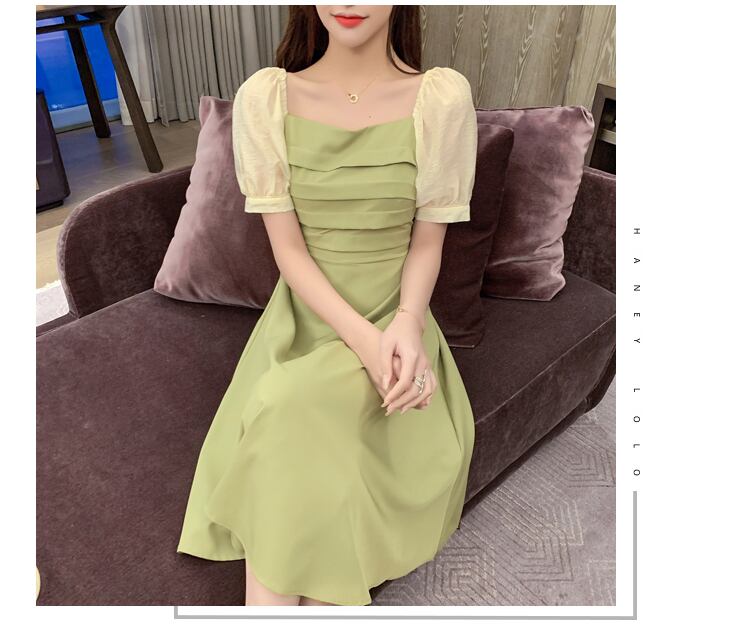 【dress】好感度UP!気質満点レトロパフスリーブ切り替えワンピース