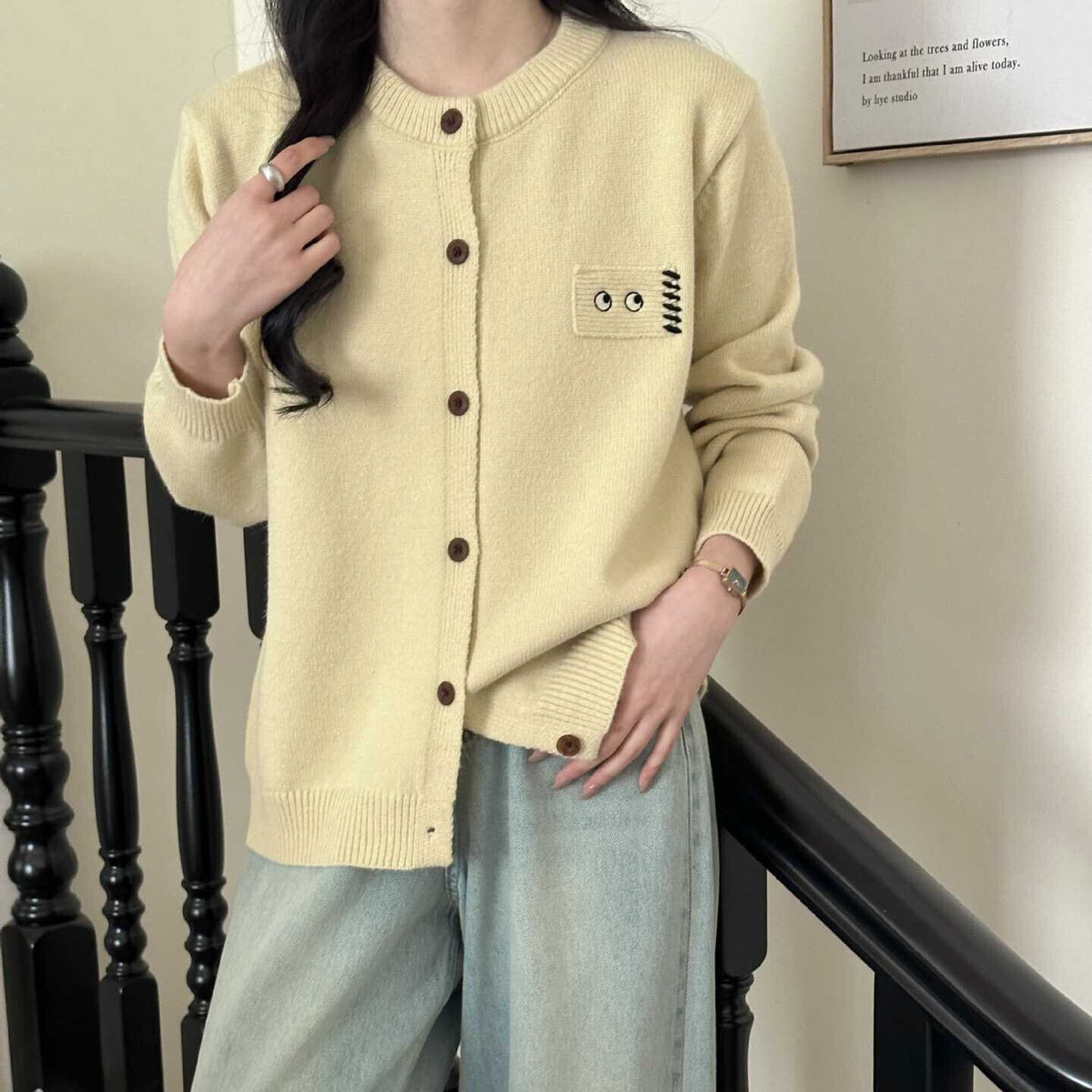 【outer】刺繍ニットカーデ　M29010