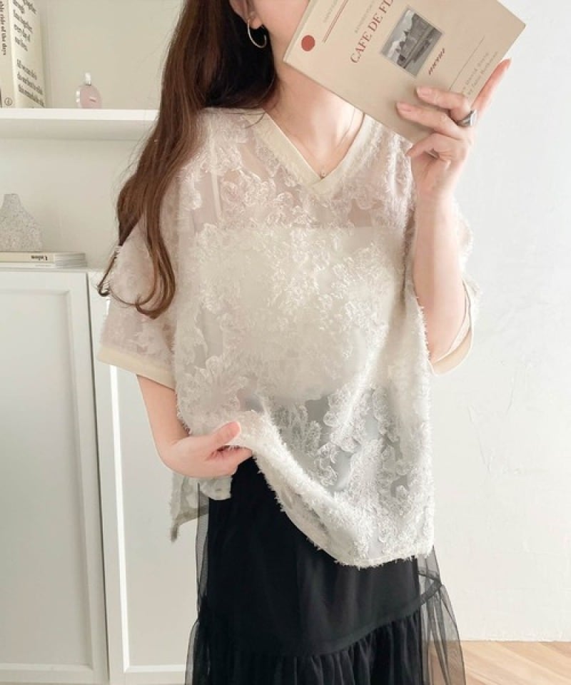 【tops】Vネック無地TシャツG20319