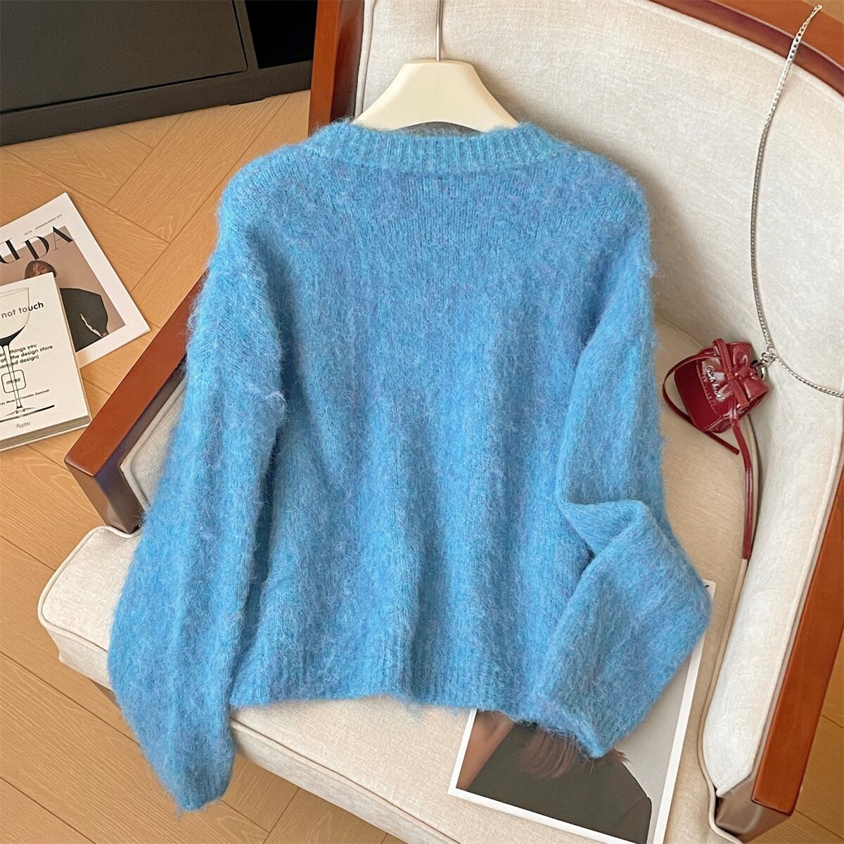 【outer】クルーネックニットカーデ　M29220