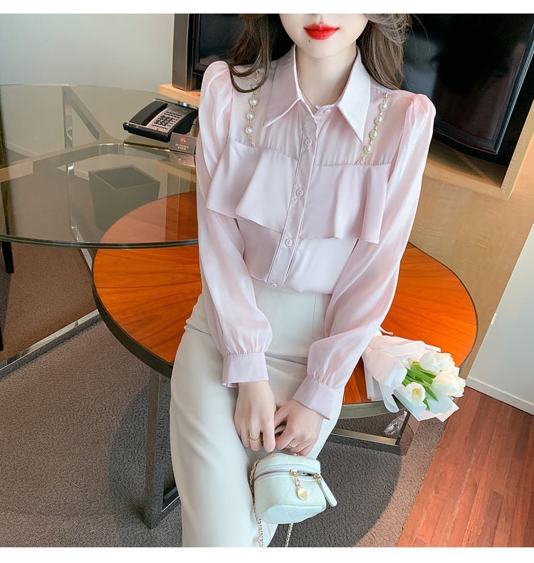 【tops】フリルシャツトップス　M25659