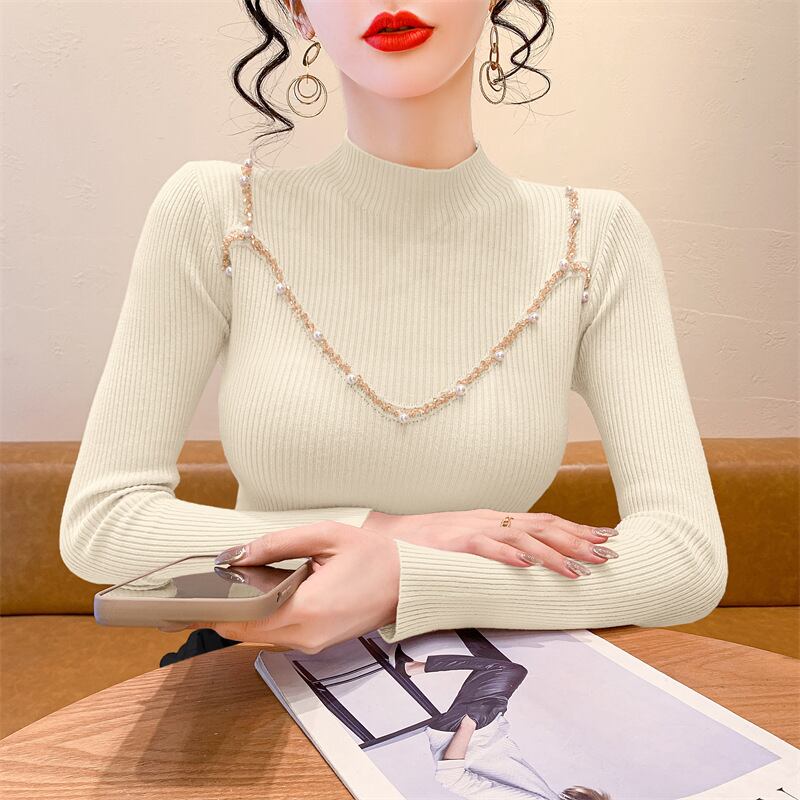 【tops】パールニットトップス　M27695