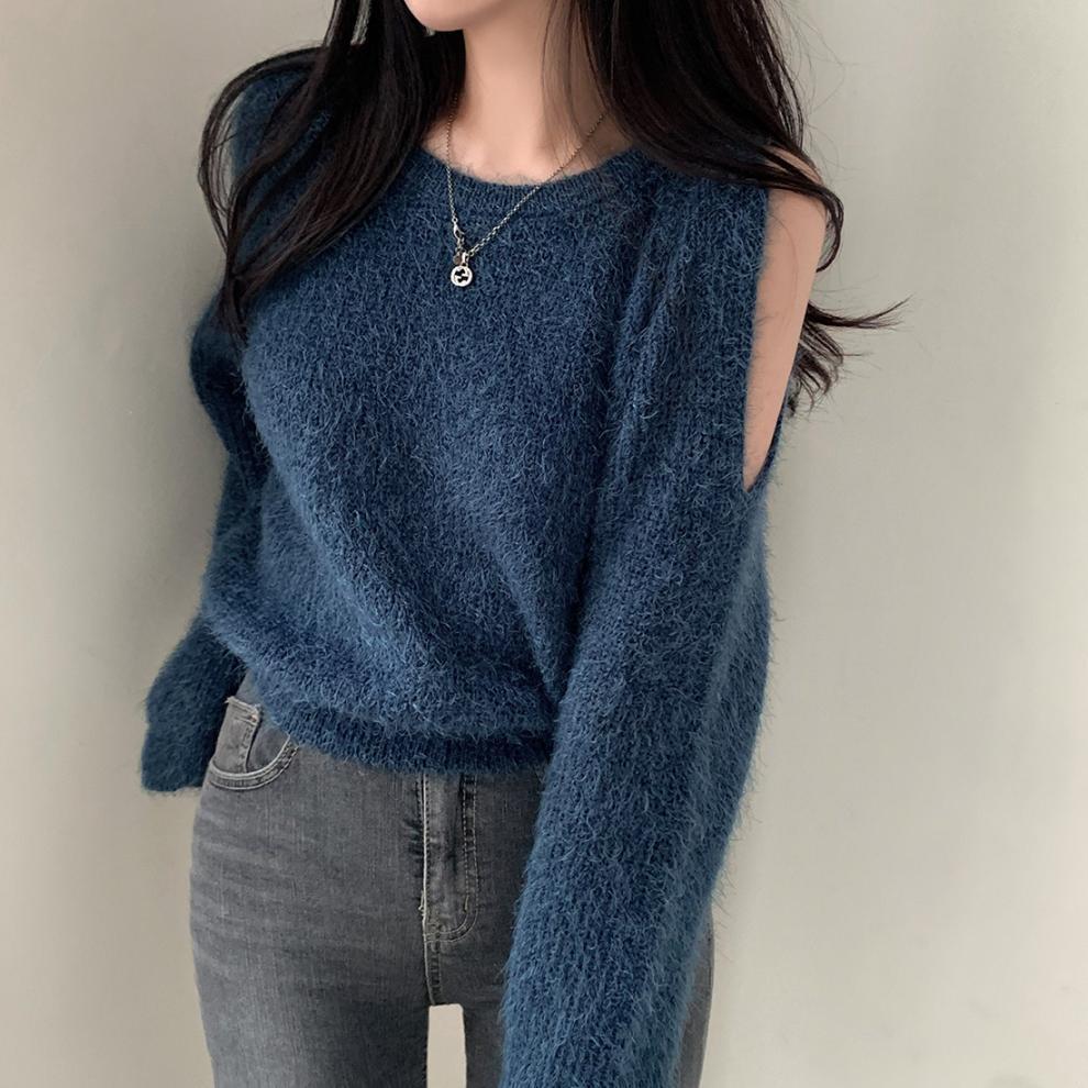 【tops】オフショルダーニットセーター　M26349
