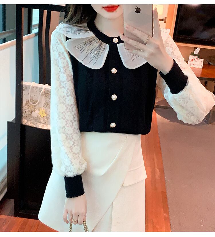 【tops】ドッキングニットトップス　M18814