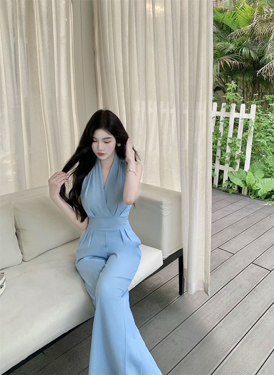 【set】VネックノースリーブオールインワンG21293