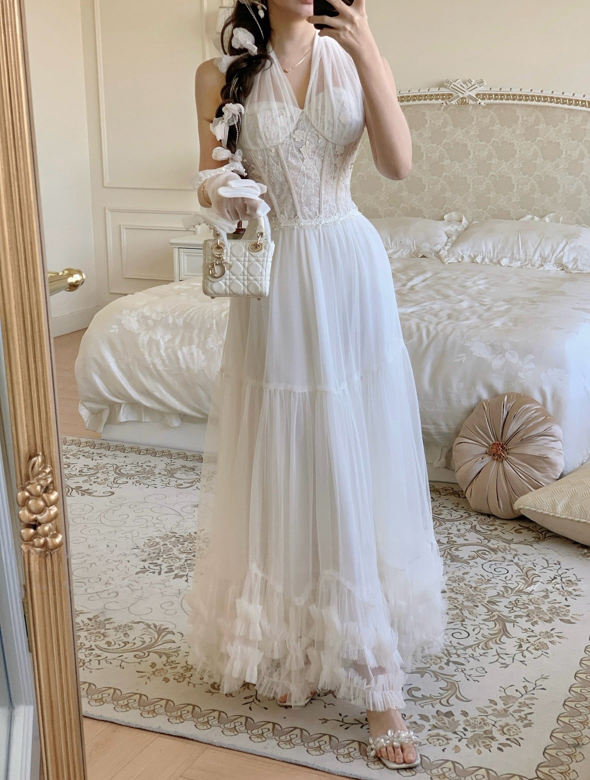 【dress】ホルターネックチュールワンピース　N3530