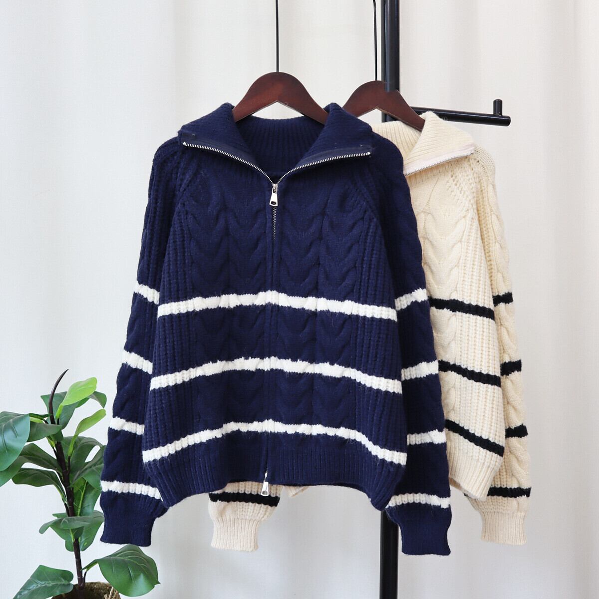 【outer】ファスナーニットカーデ　M28125
