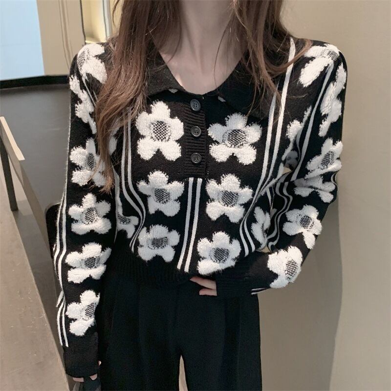 【tops】ジャカードニットセーター　M19032