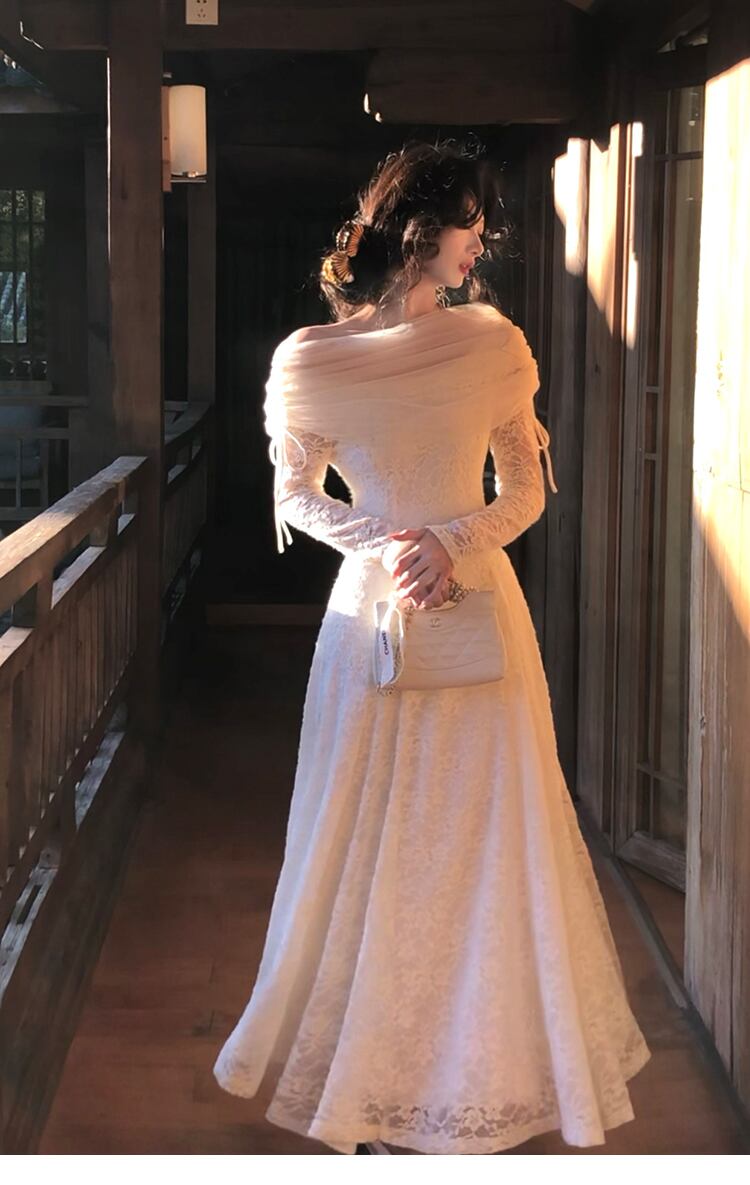 【dress】チュールドッキングレースワンピース　N3528