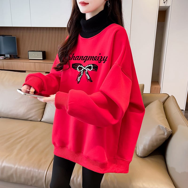 【tops】裹起毛プリントプルオーバー　M28731