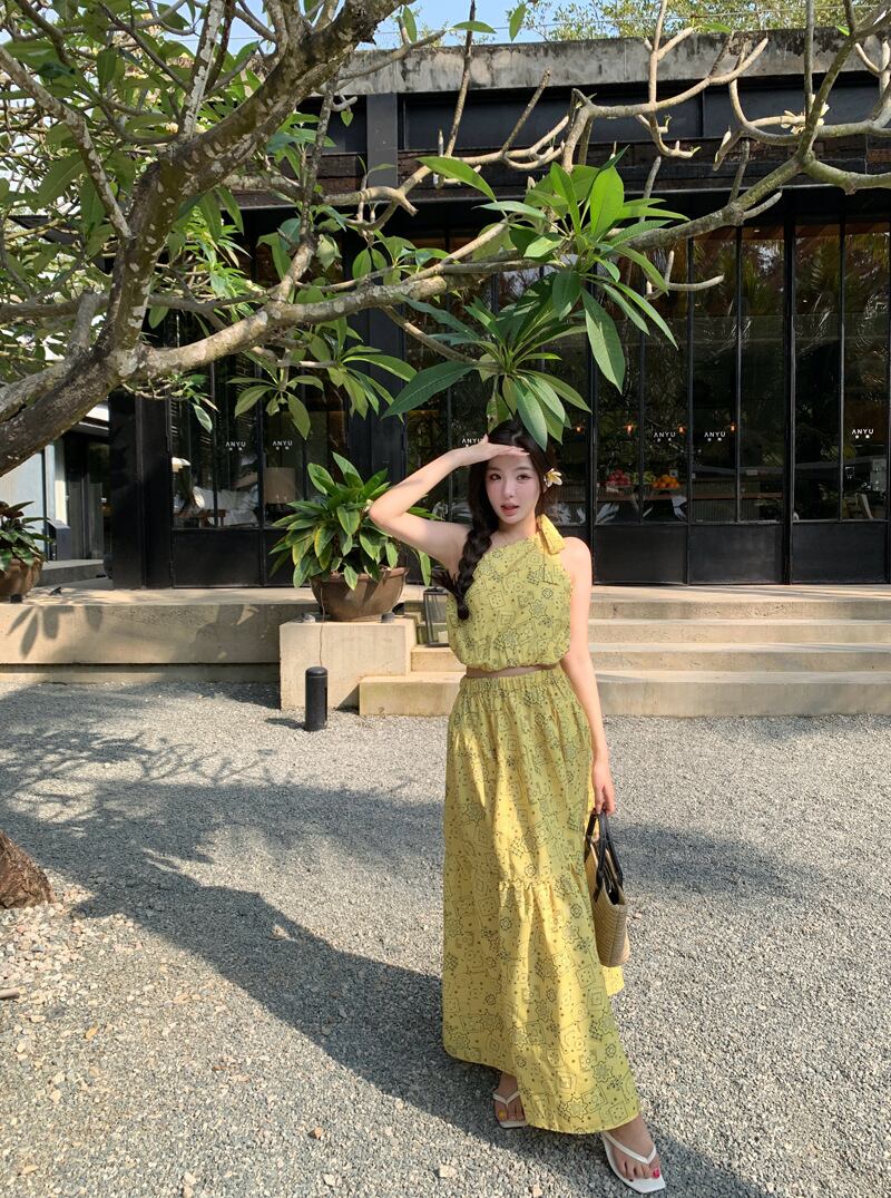 【set】花柄トップス+スカート２点セットG21326