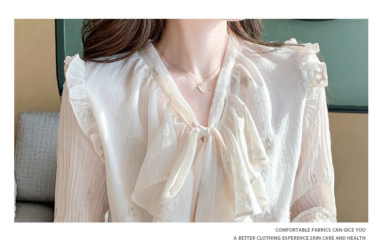 【tops】リボン付きシャツトップス　M28617