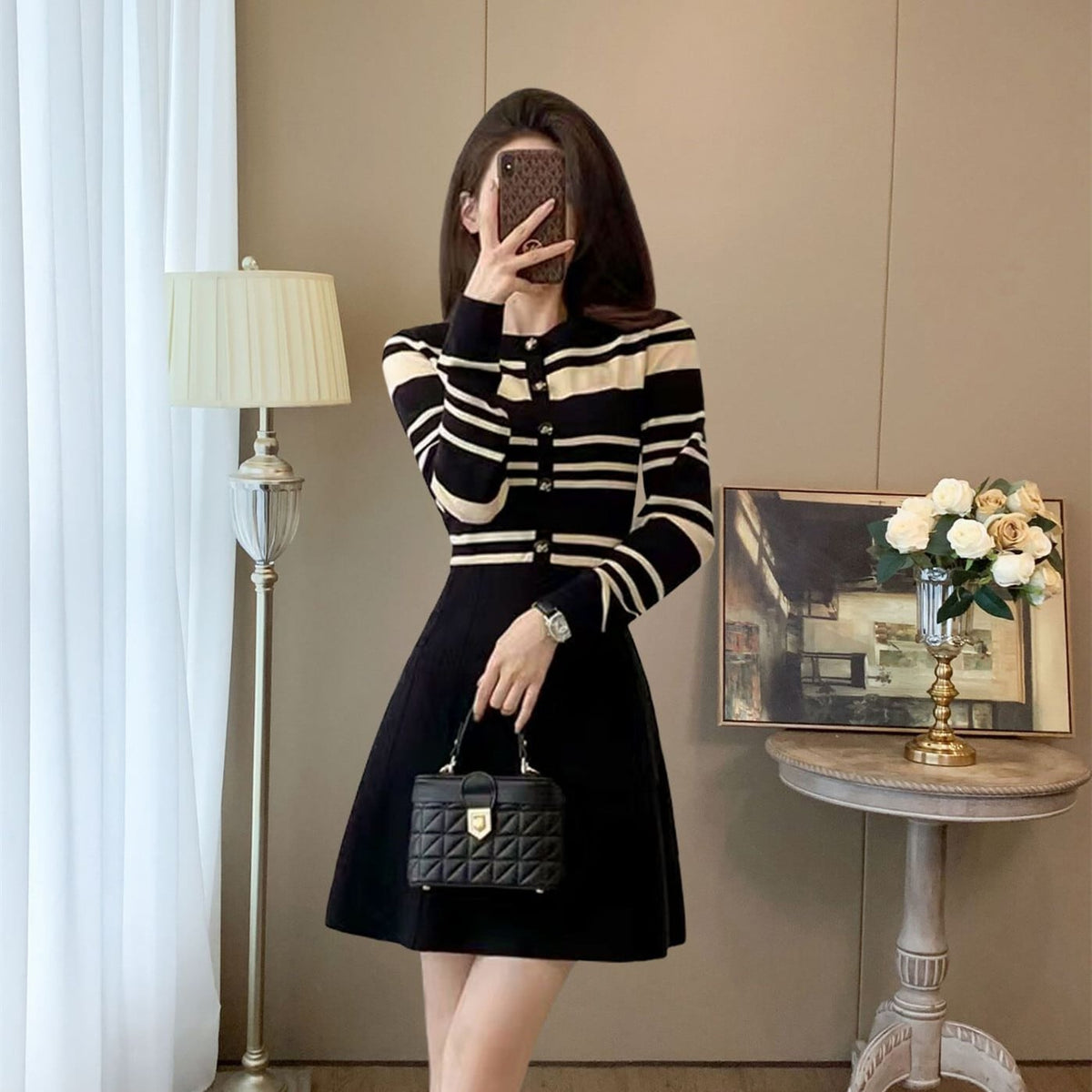 【dress】ボーダー柄ニットワンピース　M29320