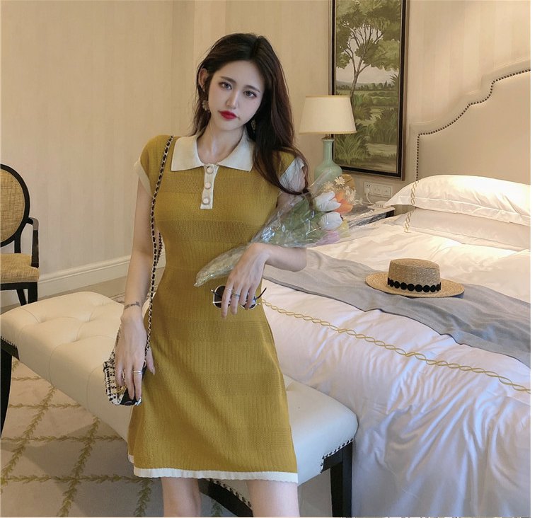 【dress】POLOネックニットワンピースG22101