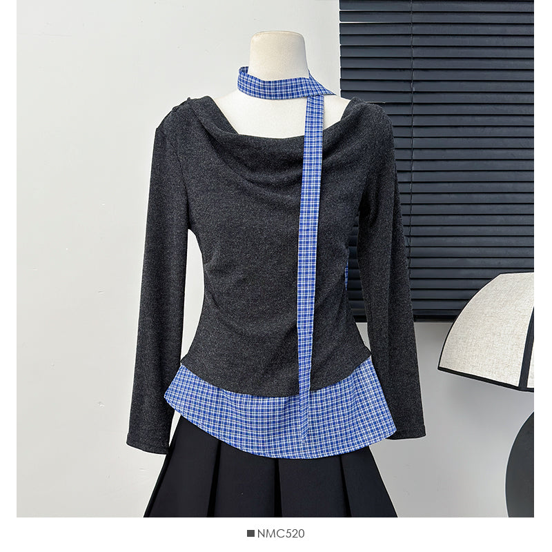 【tops】偽二つ切り替えTシャツG23848