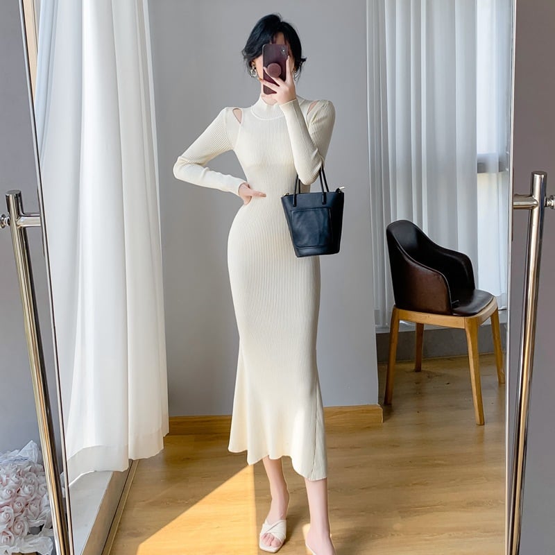 【dress】マーメイドニットワンピース　M28019