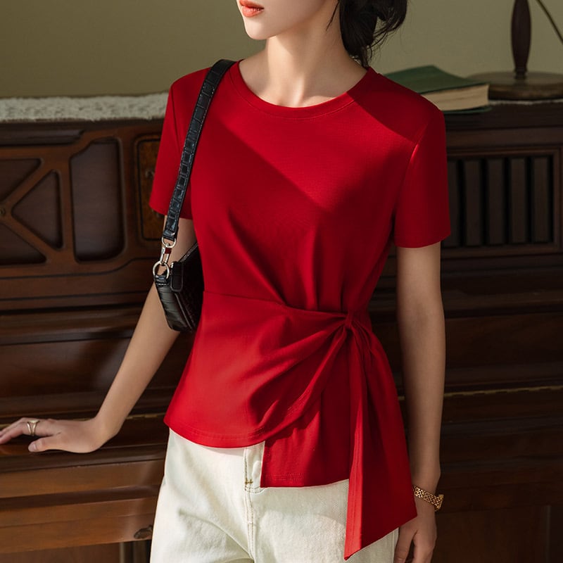 【tops】3色ラウンドネックイレギュラーＴシャツF7385