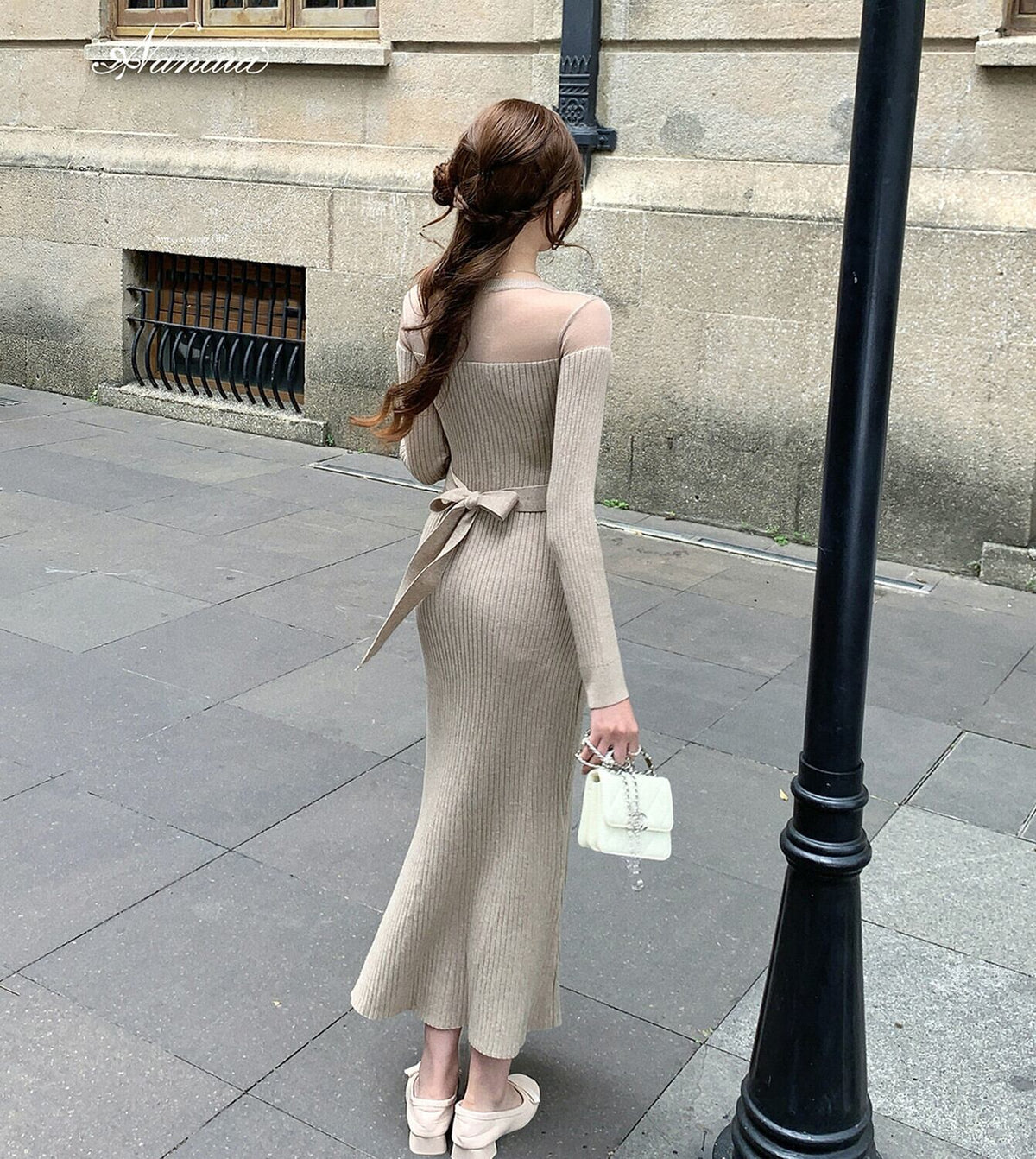 【dress】シアードッキングニットワンピース　N3471
