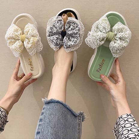 【shoes】INS風一目惚れ！履きやすい合わせやすい3色配色厚底蝶々結びサンダル