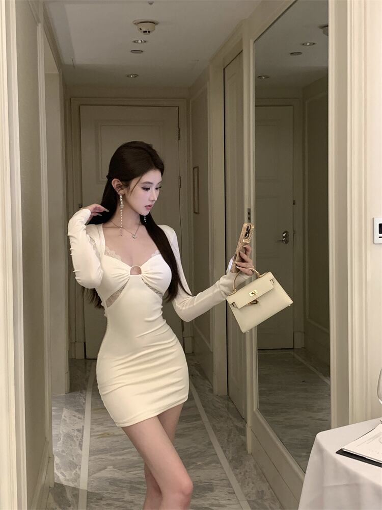 【dress】レース切り替えワンピース　M28810