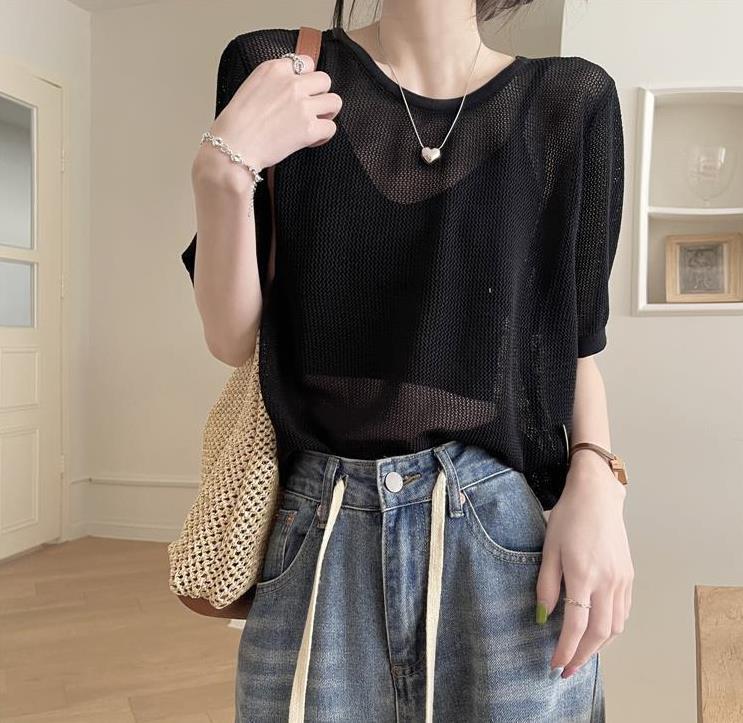 【tops】3色ラウンドネック半袖ＴシャツF7534