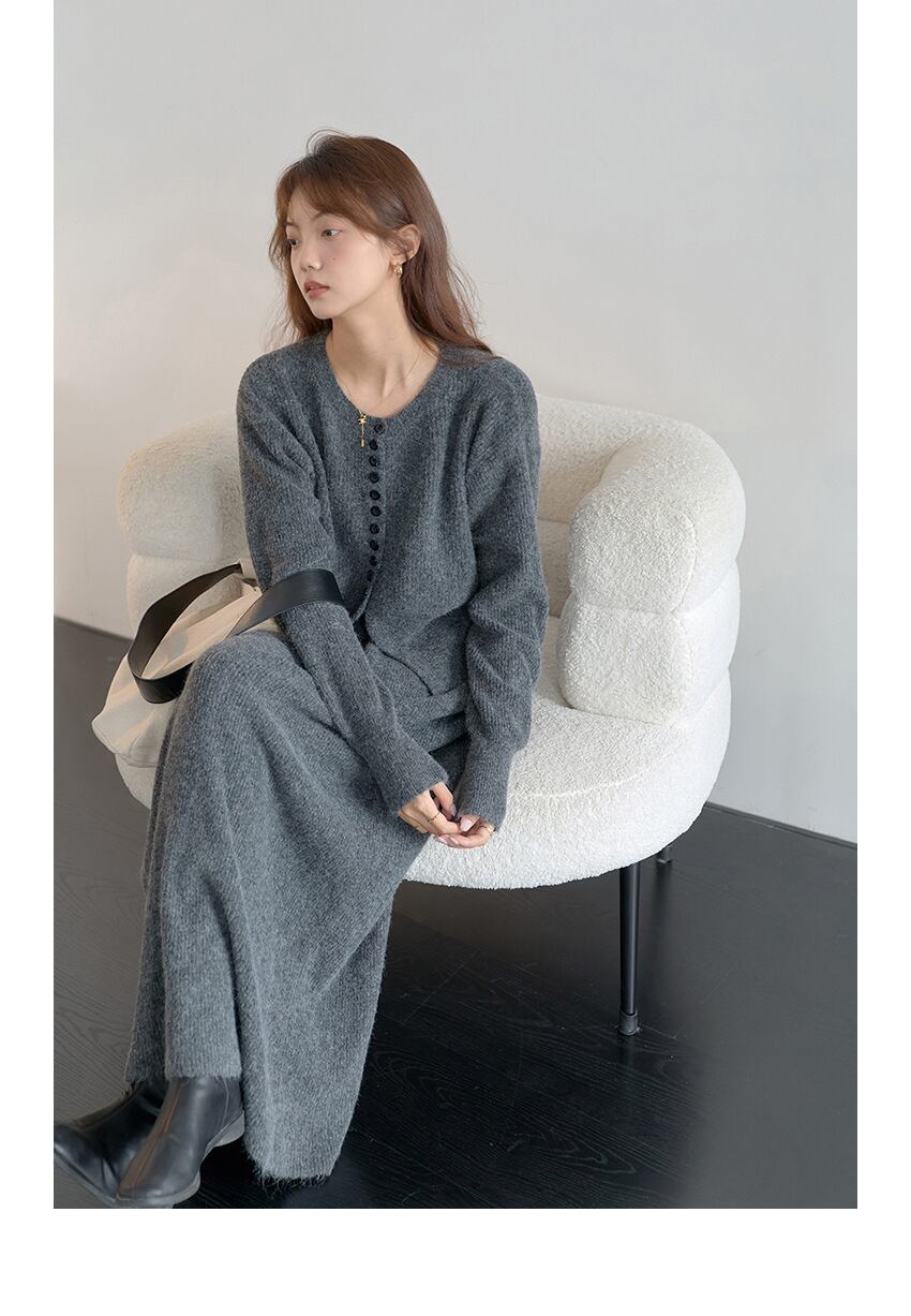 【set】ニットカーデ×スカートセット　M27271