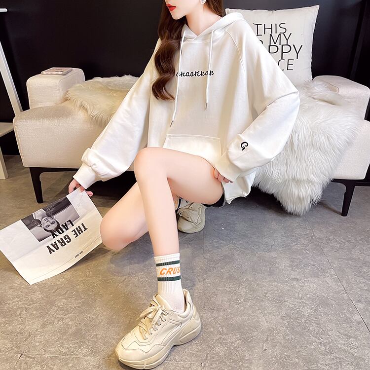 【tops】韓国ファッションフード付き長袖英字柄秋新作3色カジュアル薄手着回しパーカーF0722