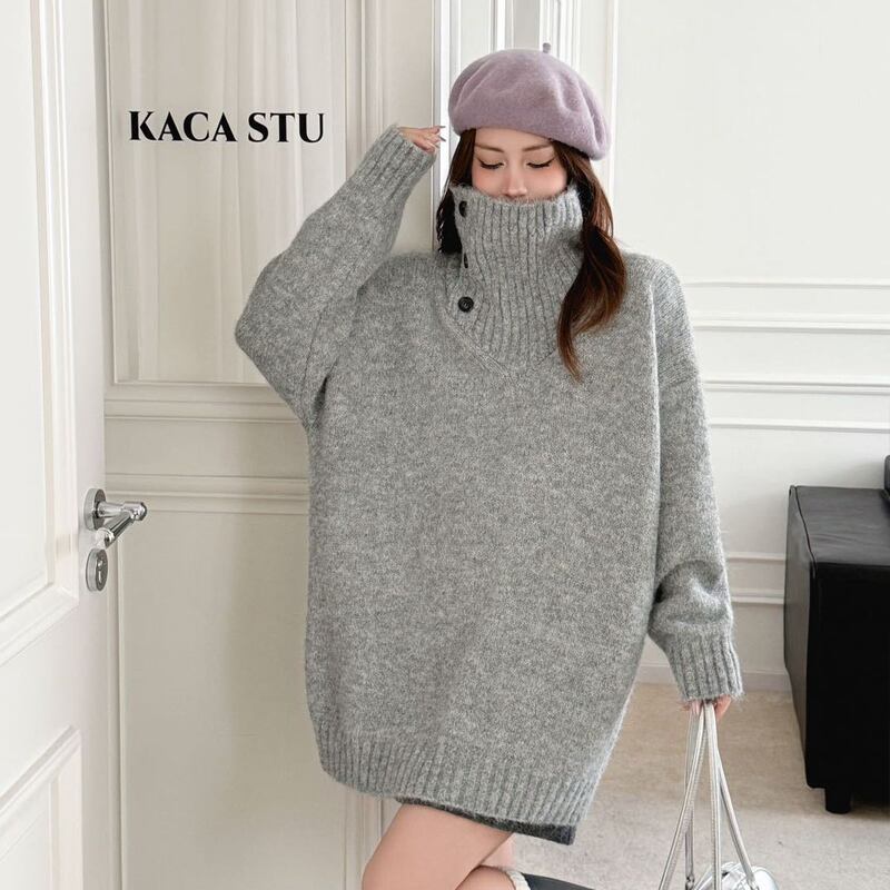 【tops】ハイネックニットトップス Q7252