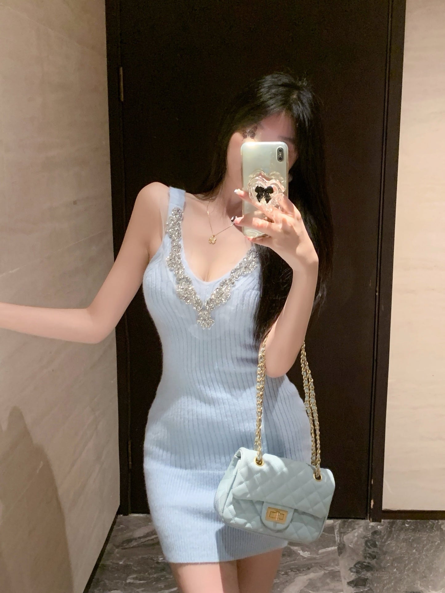 【dress】ビジューニットキャミワンピース　M28468