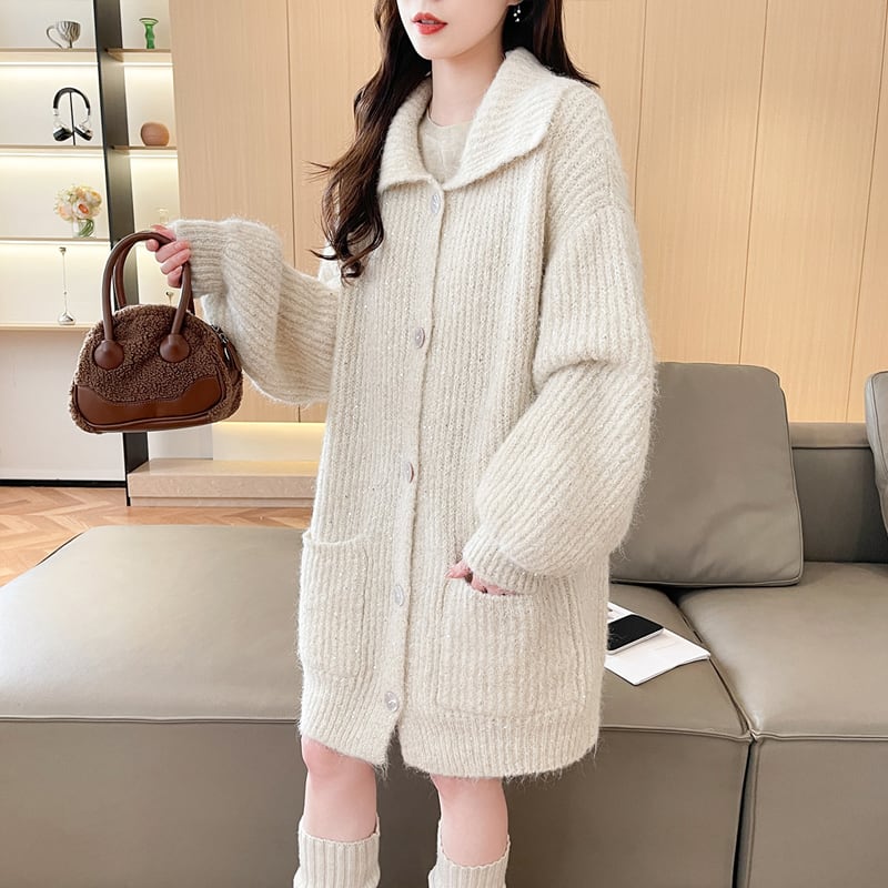 【outer】ロングニットカーディガン Q7191