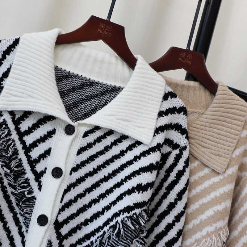 【outer】POLOネックニットカーデ　M26118