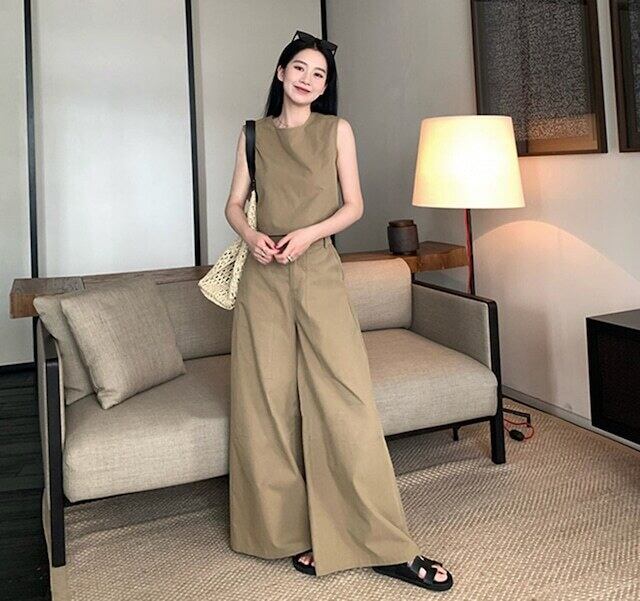 【set】2WAYタンクトップ+ワイドパンツ2点セットF7363