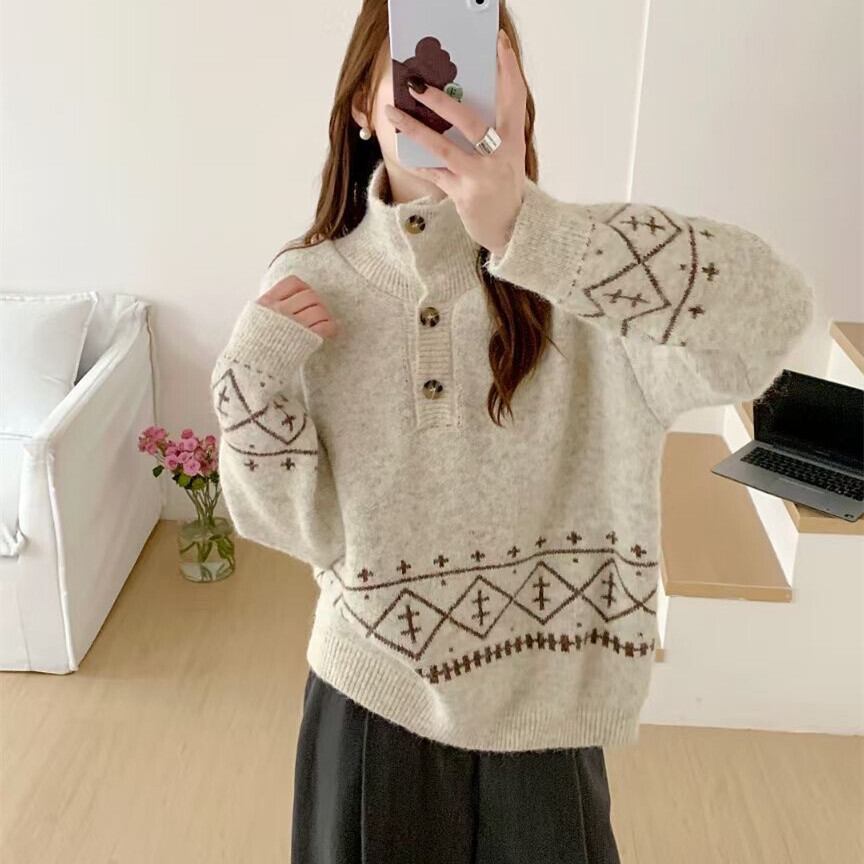 【tops】POLOネックニットセーター　M28807