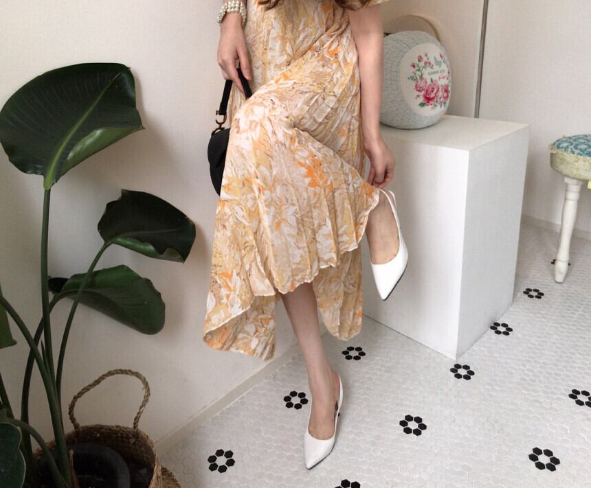 【dress】エレガント!気質満点レトロ韓流スタイルスクエアネックワンピース G6762