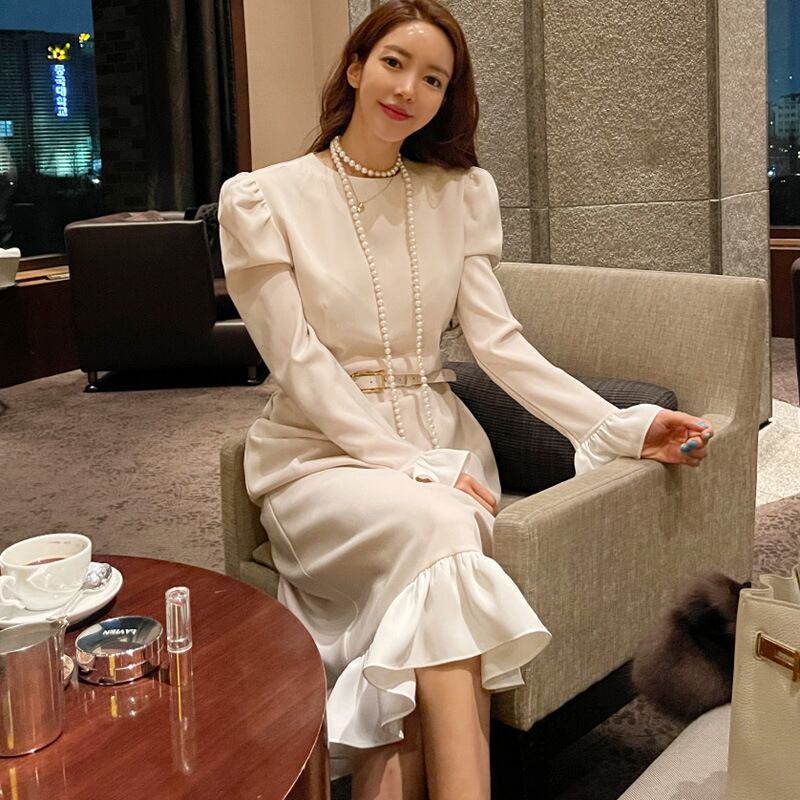 【dress】フリルドッキングワンピース　M18726