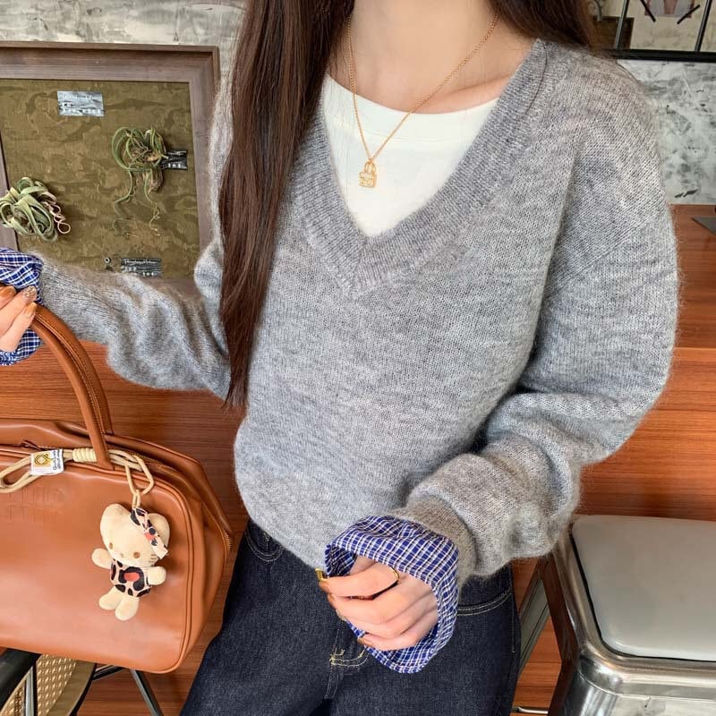 【tops】切り替えニットセーター　M27498